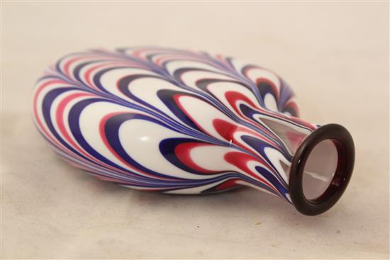 Nailsea type three colour glass flask, first half 19th century